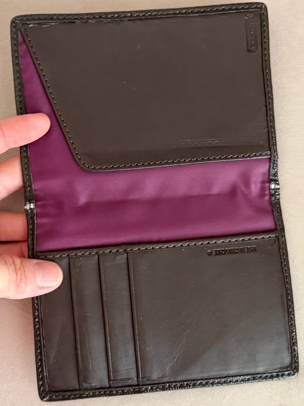COACH Sateen Signature Purple & Orange Flap Wallet Organizer 💜🤎🧡 - Picture 5 of 16